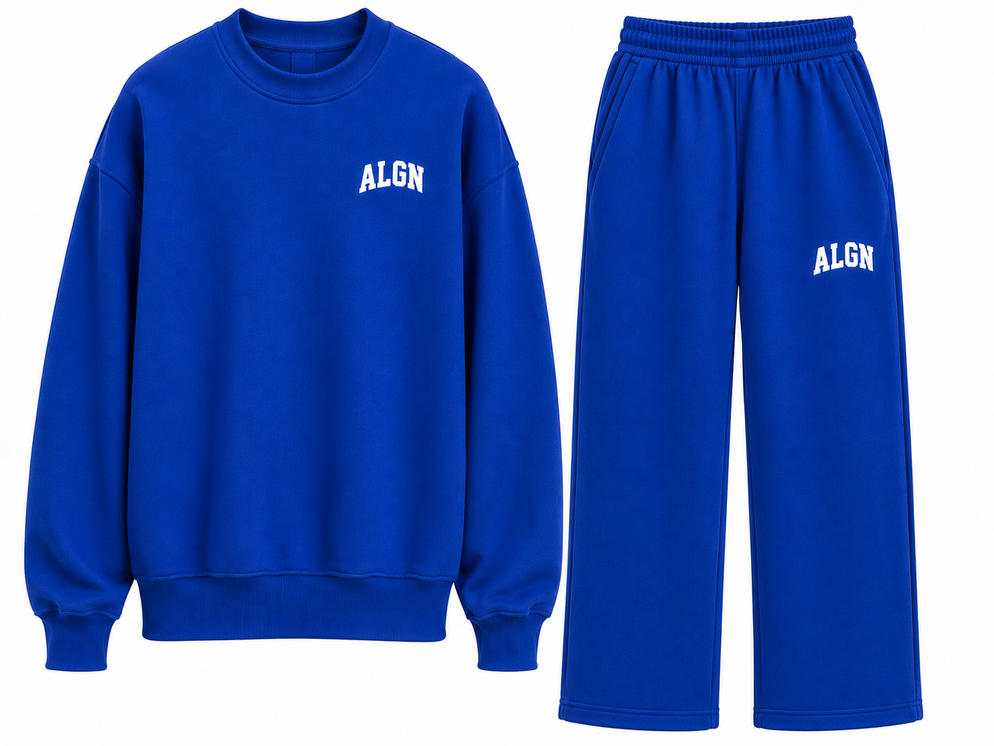ALGN Signature Loose-Fit Sweatpants Set in Royal Blue / White