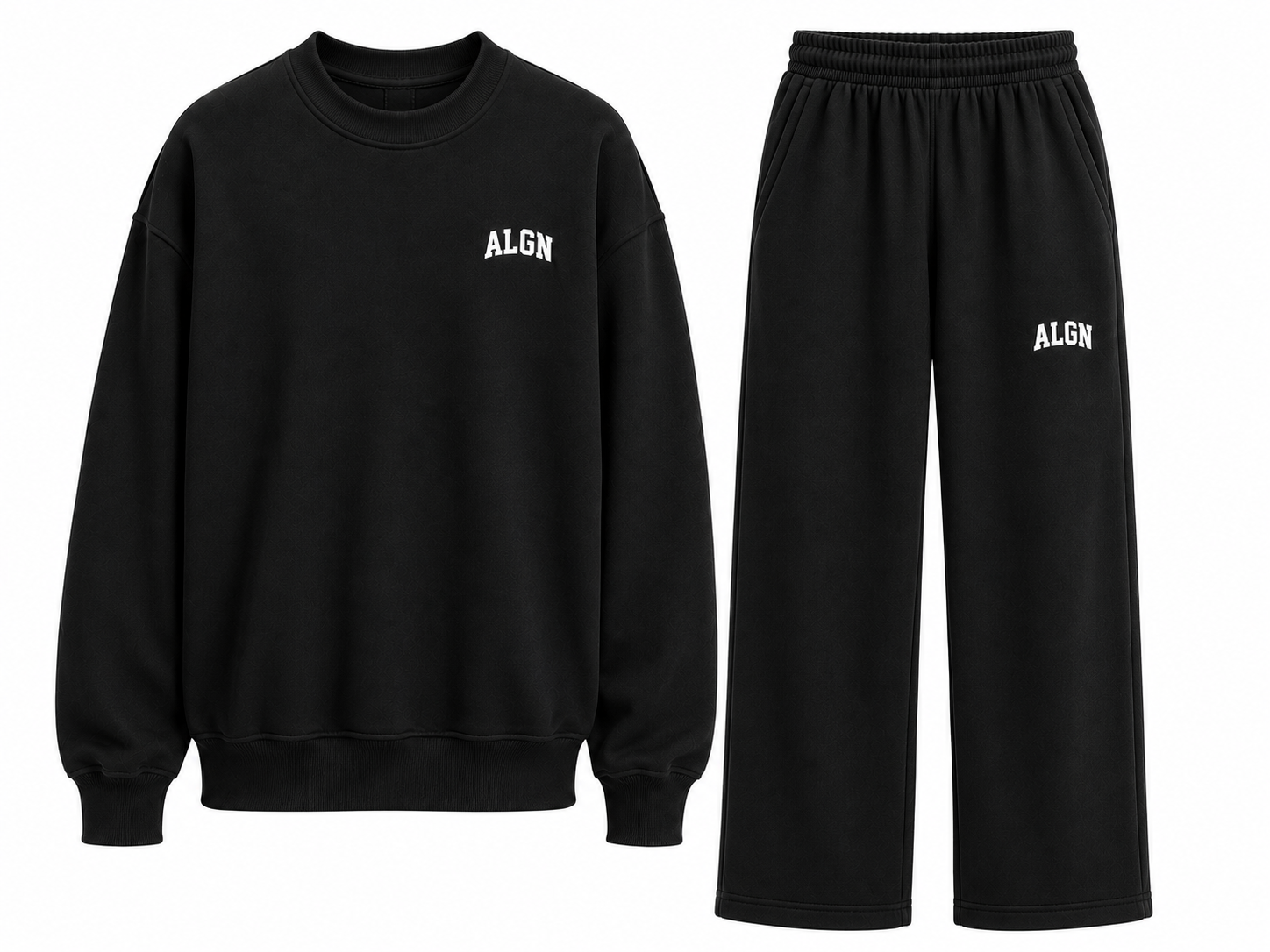 ALGN Signature Loose-Fit Sweatpants Set in Black / White