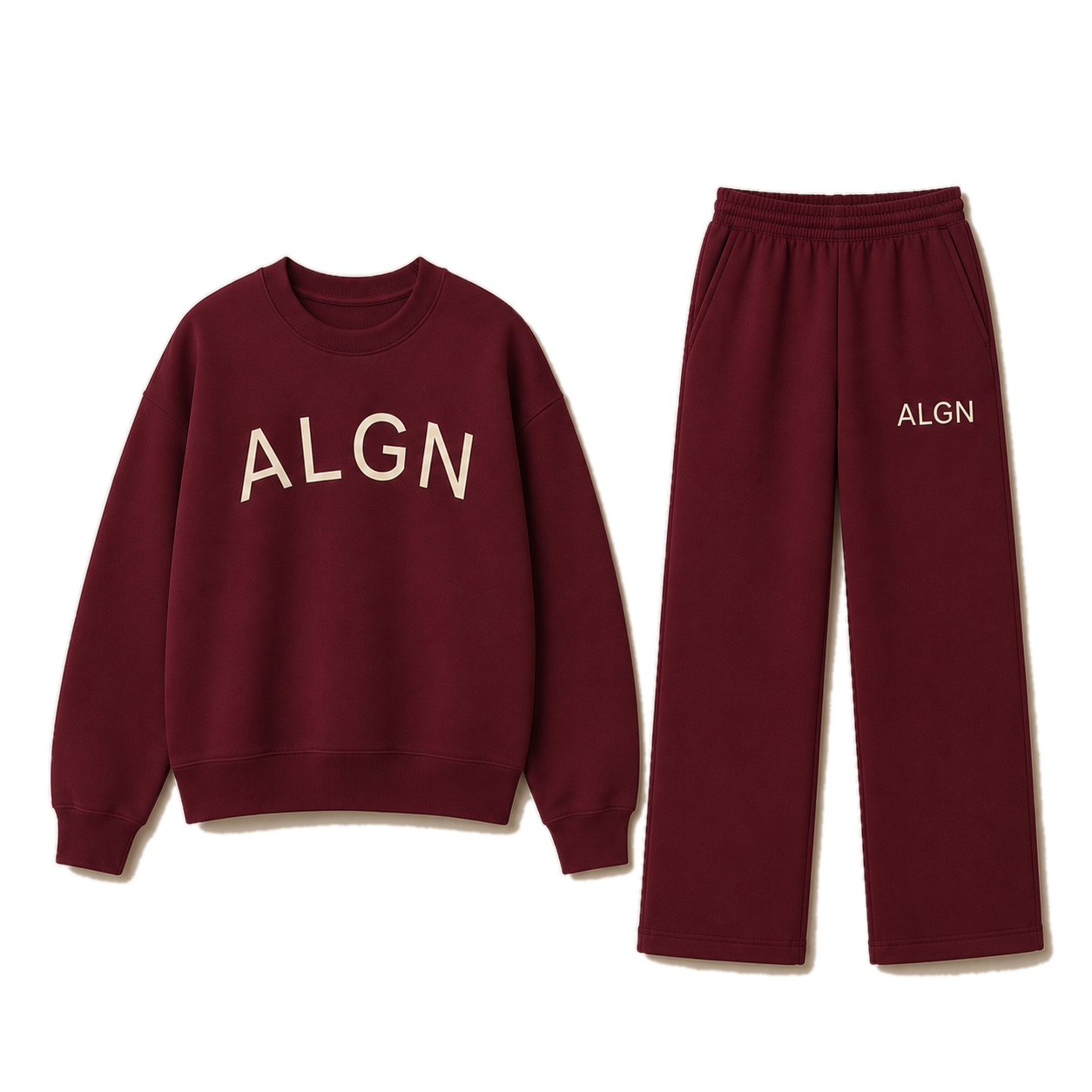 ALGN Essentials Wide-Leg Set in Burgundy / Cream