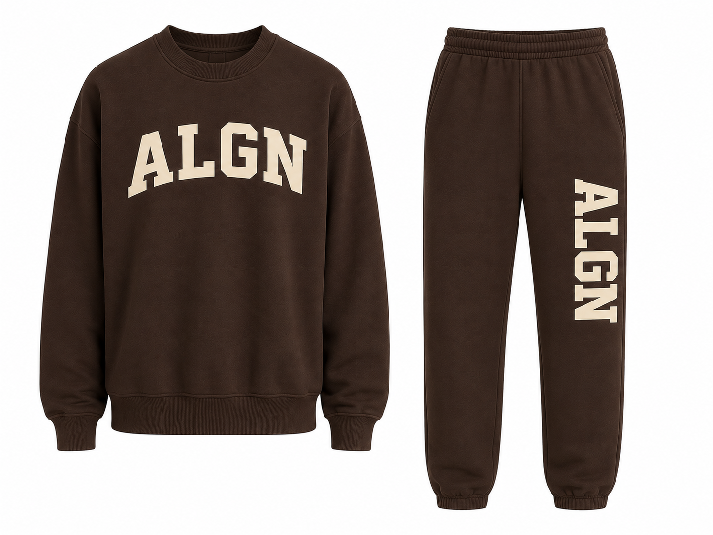 ALGN Collegiate Jogger Set in Chocolate Brown / Cream