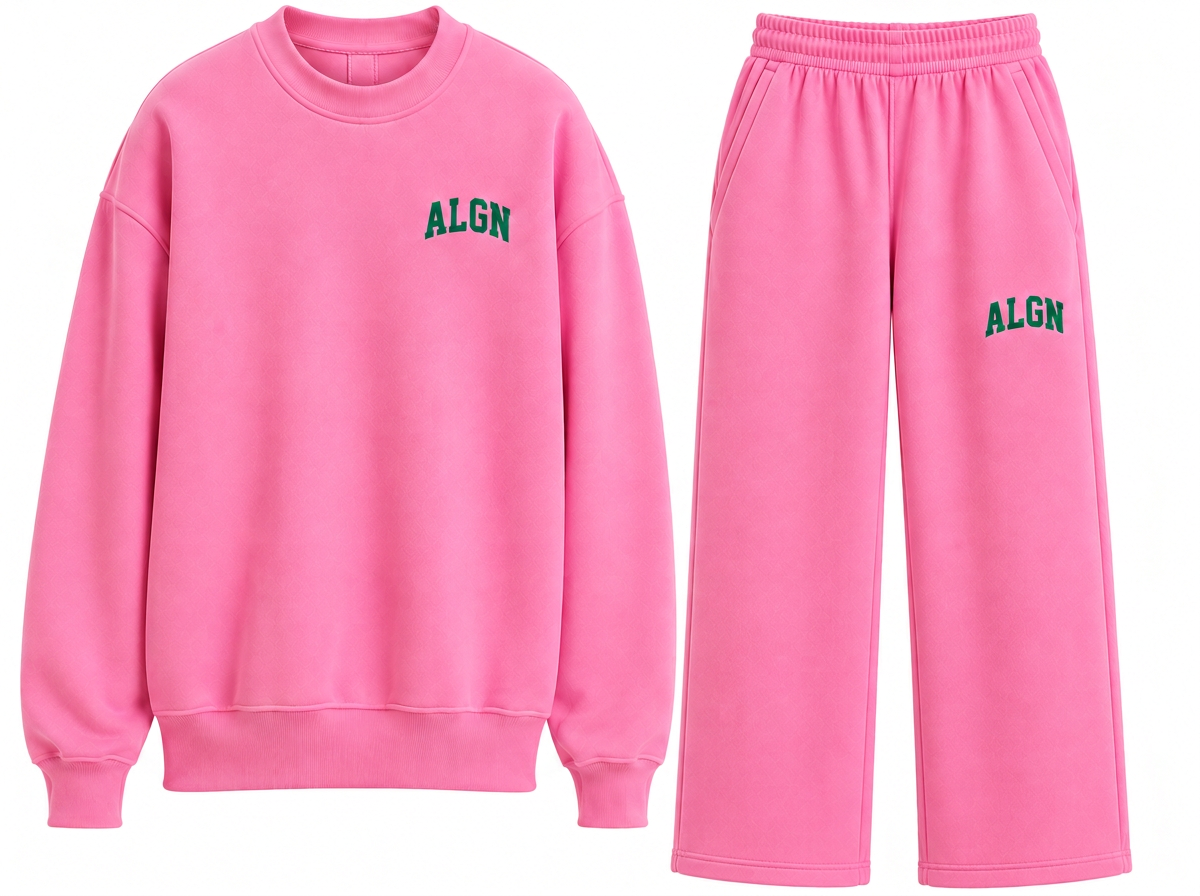 ALGN Signature Loose-Fit Sweatpants Set in Pink / Green