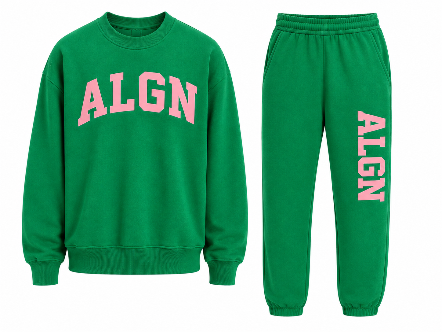ALGN Collegiate Jogger Set in Green / Pink