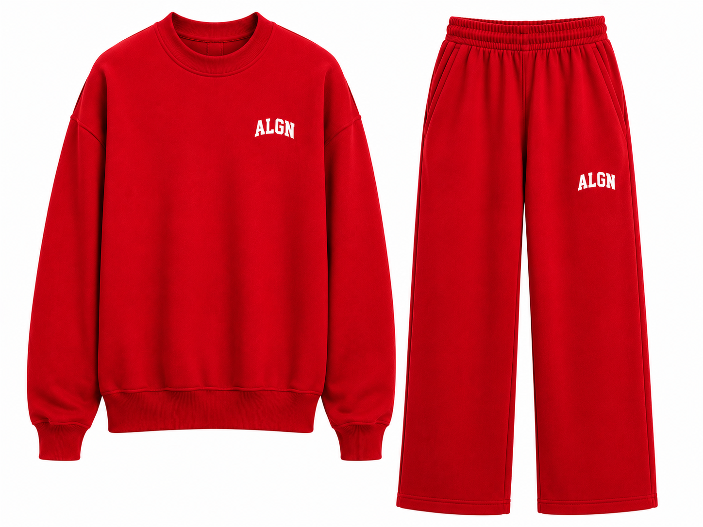 ALGN Signature Loose-Fit Sweatpants Set in Red / White