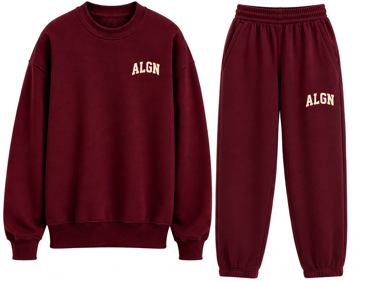ALGN Signature Jogger Set in Burgundy / Cream
