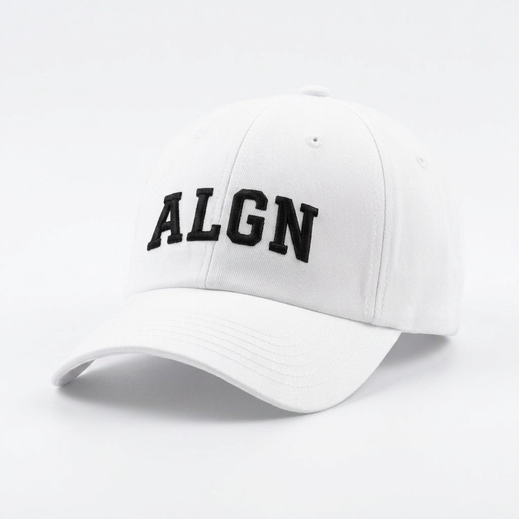 ALGN Essential Baseball Cap in White / Black