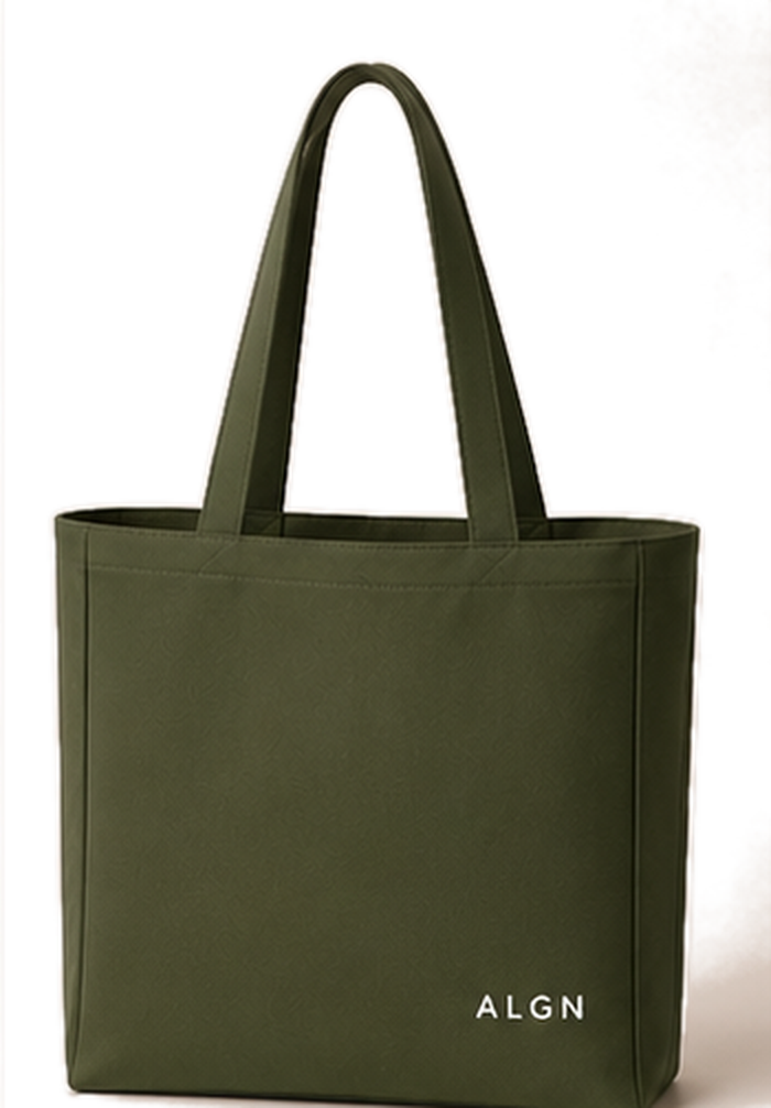 ALGN Statement Tote in Army Green / White