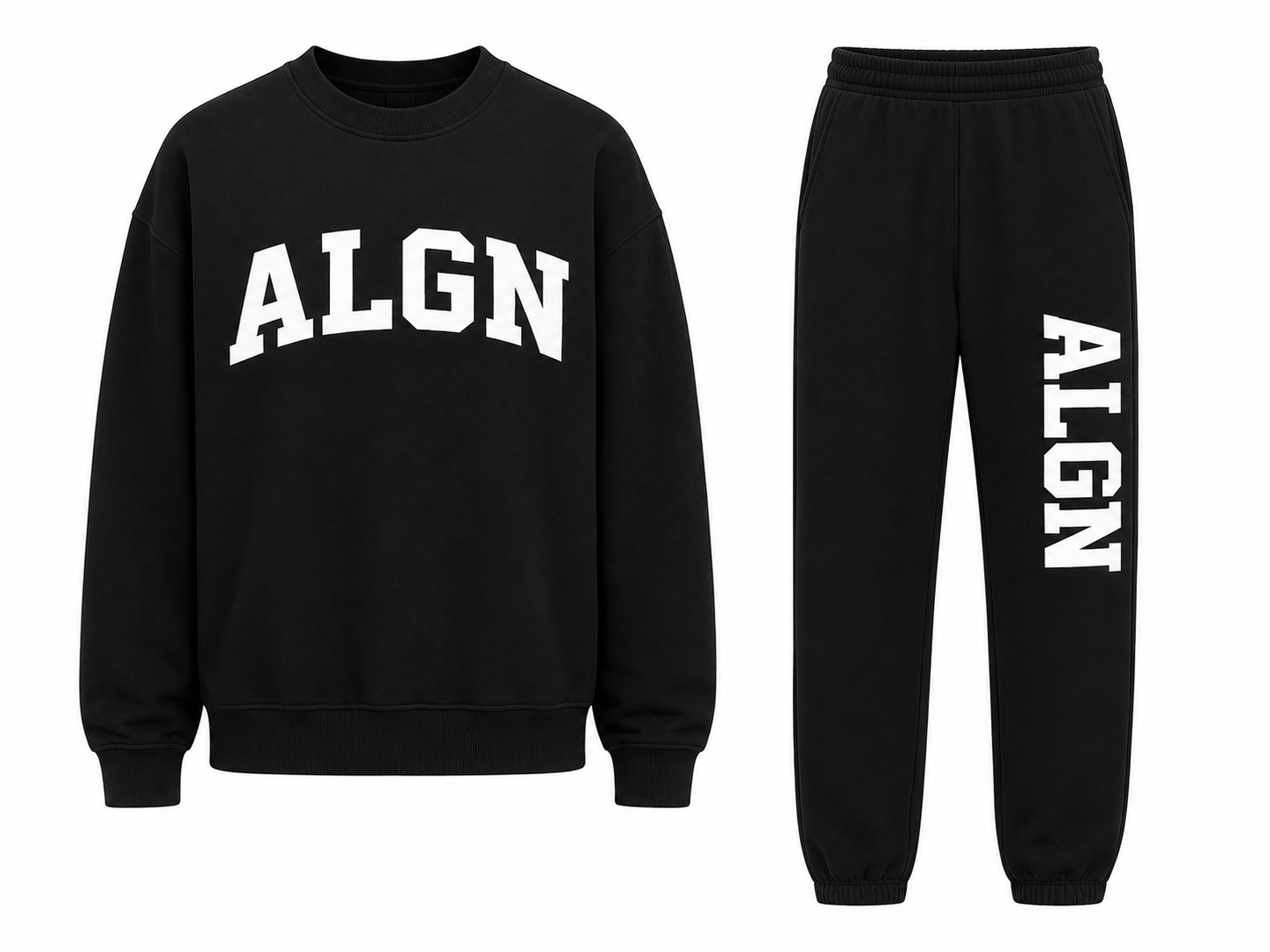 ALGN Collegiate Jogger Set in Black / White