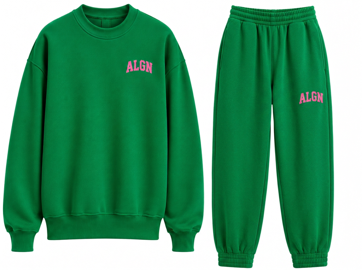 ALGN Signature Jogger Set in Green / Pink