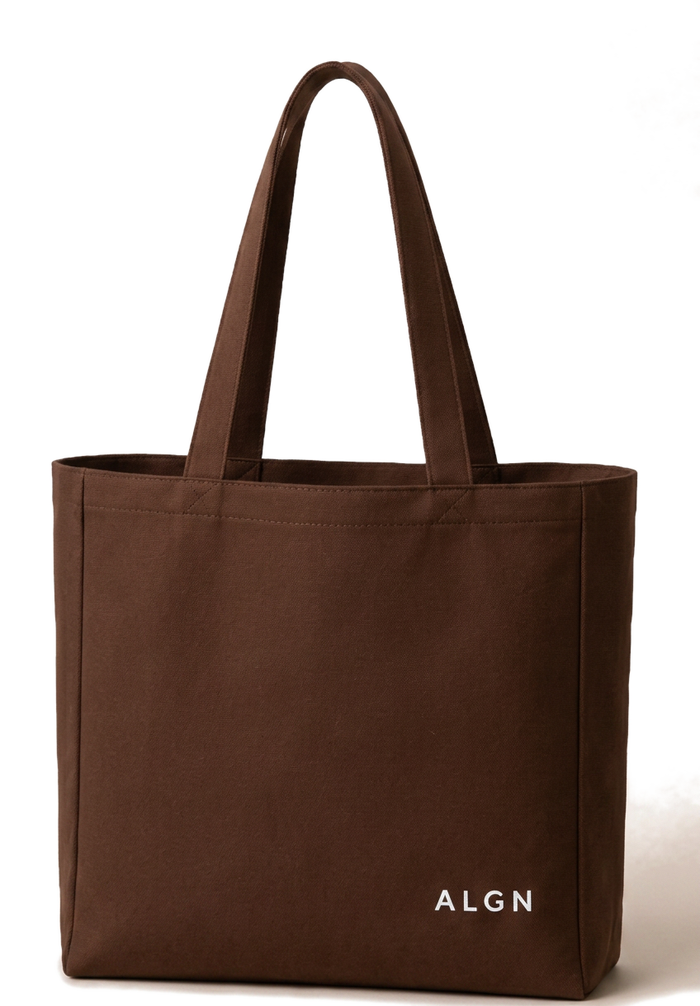 ALGN Statement Tote in Chocolate Brown / White