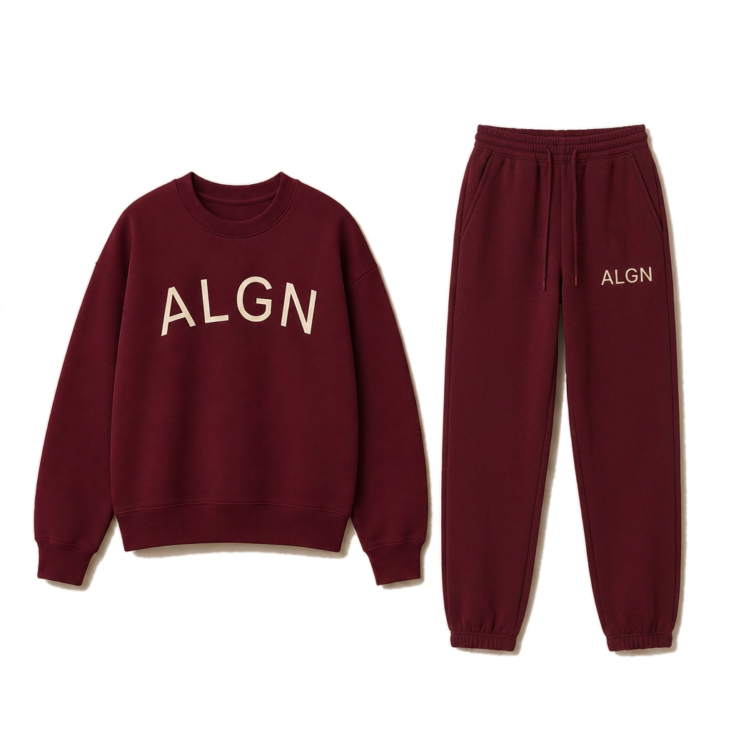 ALGN Essentials Jogger Set in Burgundy / Cream