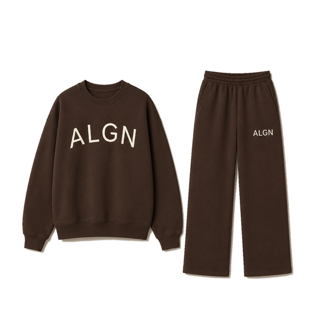 ALGN Essentials Wide-Leg Set in Chocolate Brown / Cream