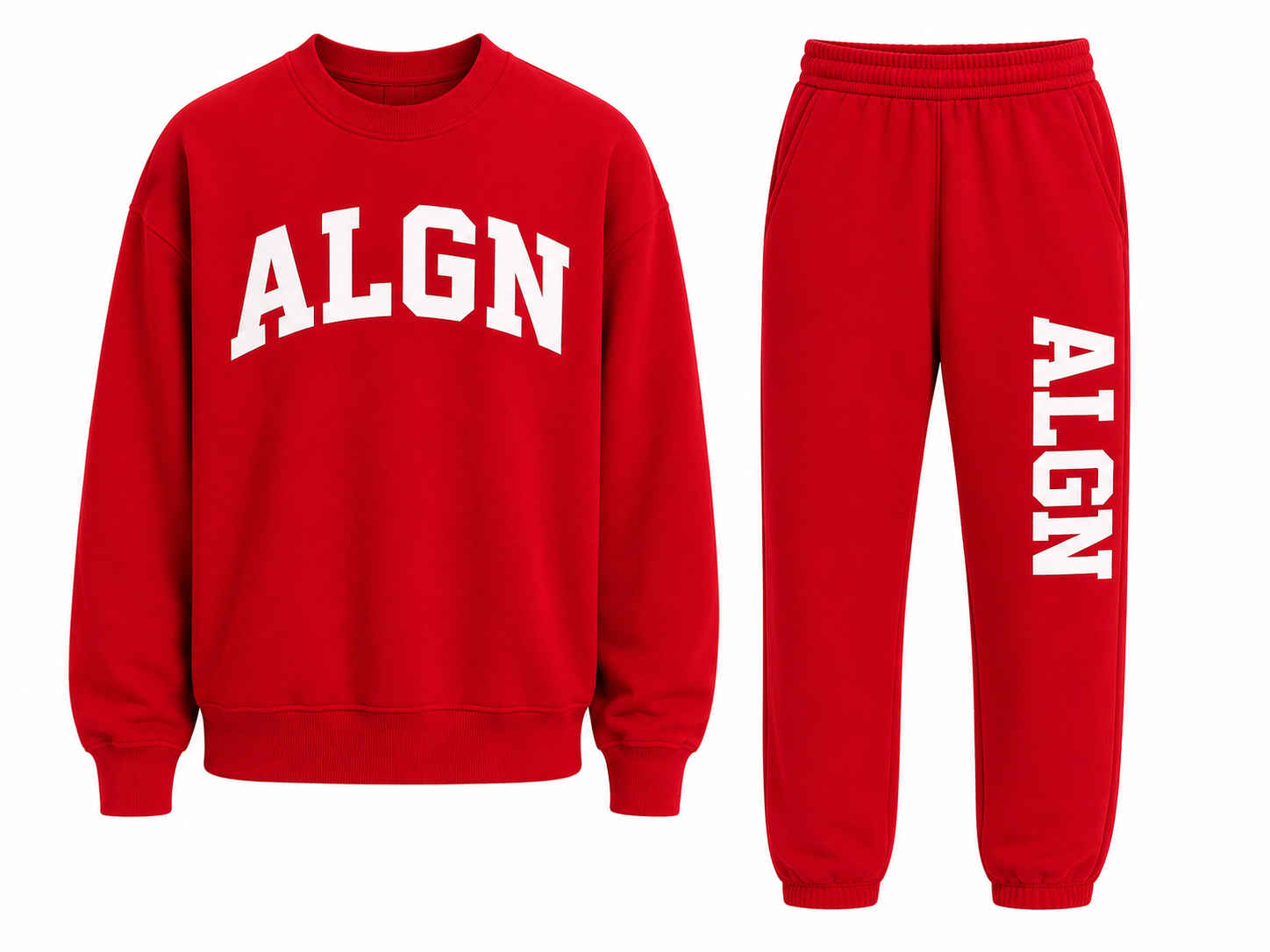 ALGN Collegiate Jogger Set in Red / White