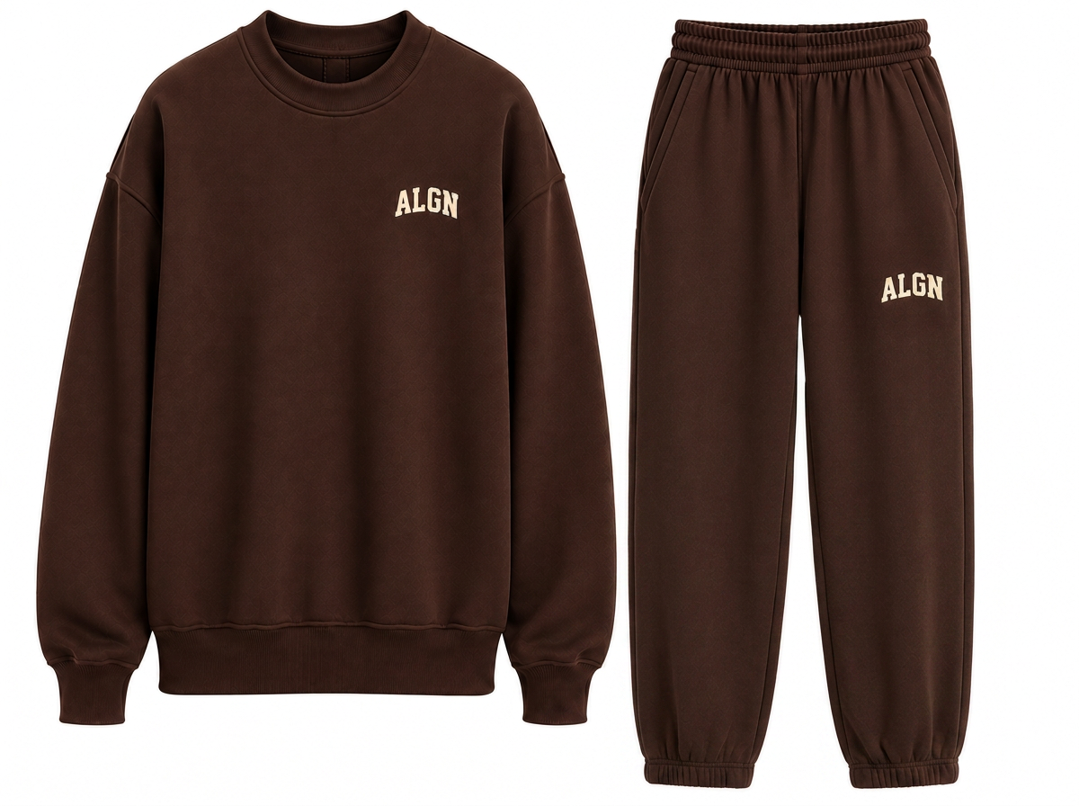 ALGN Signature Jogger Set in Chocolate Brown / Cream