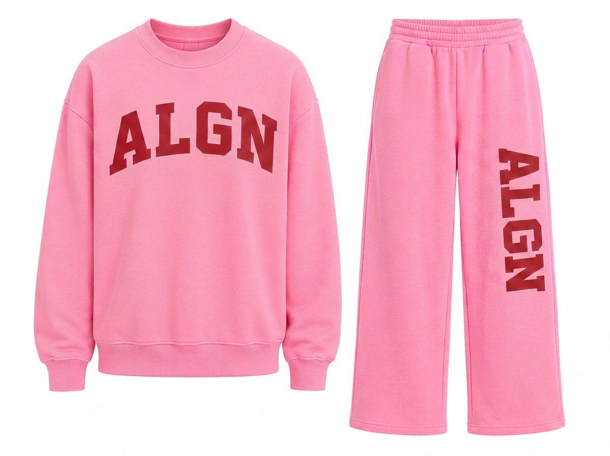 ALGN Collegiate Loose-Fit Sweatpants Set in Pink / Red