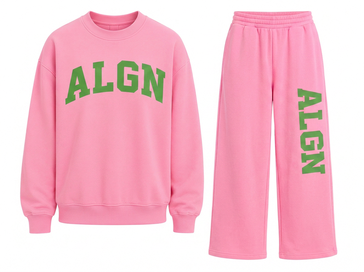 ALGN Collegiate Loose-Fit Sweatpants Set in Pink / Green