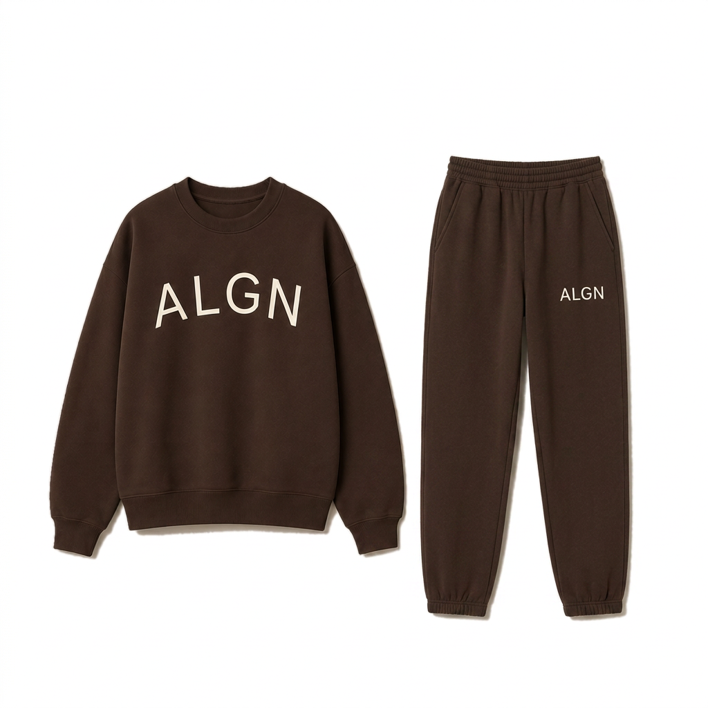 ALGN Essentials Jogger Set in Chocolate Brown / Cream